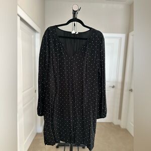 Women’s GAP Black & White Polka Dot V-Neck Long Sleeve Dress Size XL